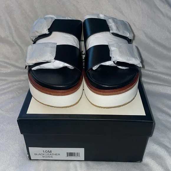 NWT J/SLIDES BOWIE Black Leather Sandal - Picture 6 of 13